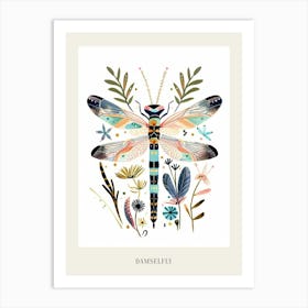 Colourful Insect Illustration Damselfly 2 Poster Art Print