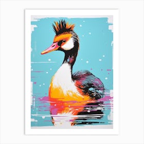 Andy Warhol Style Bird Grebe 2 Art Print