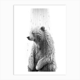 Bear in the shower Art Print