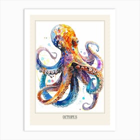 Octopus Colourful Watercolour 3 Poster Art Print