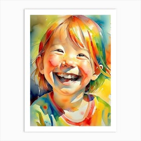 watercolor portrait of a joyful child 2 Art Print