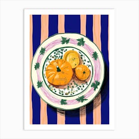 A Plate Of Pumpkins, Autumn Food Illustration Top View 72 Art Print