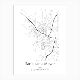 Sanlucar La Mayor,Spain Minimalist Map Art Print