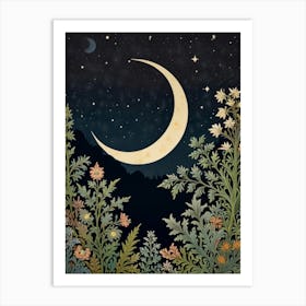 Moon And Flowers Style William Morris 27 Art Print