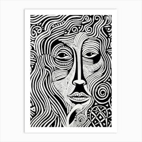 Swirl Hair Serene Face 2 Art Print