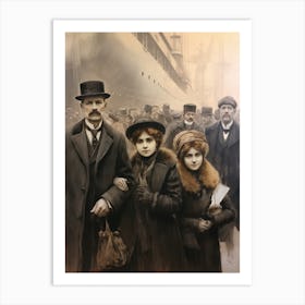 Titanic Family Boarding Ship Vintage3 Art Print