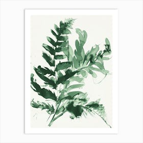 Green Ink Painting Of A Ribbon Fern 1 Art Print