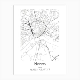 Nevers,France Minimalist Map Art Print