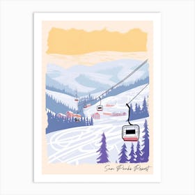Poster Of Sun Peaks Resort   British Columbia, Canada, Ski Resort Pastel Colours Illustration 0 Art Print