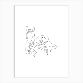 Cowgirl And Horse Art Print