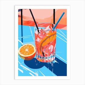 Cocktail With Orange Slice Colour Pop 2 Art Print