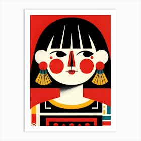 Red Cheeks Girl, short hair Art Print