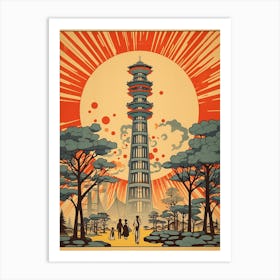 Odaiba, Japan Vintage Travel Art 3 Art Print