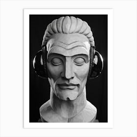 Head Of A Man With Headphones Art Print