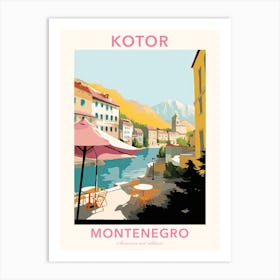 Kotor, Montenegro, Flat Pastels Tones Illustration 3 Poster Art Print