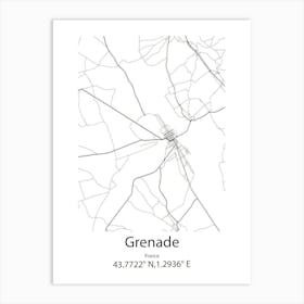 Grenade,France Minimalist Map Art Print