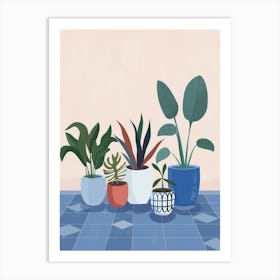 Potted Plants On A Tile Floor Art Print