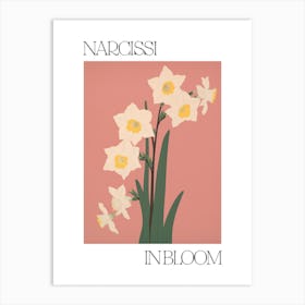 Narcissi In Bloom Flowers Bold Illustration 1 Art Print