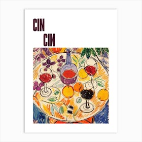 Cin Cin Poster Wine With Friends Matisse Style 1 Art Print