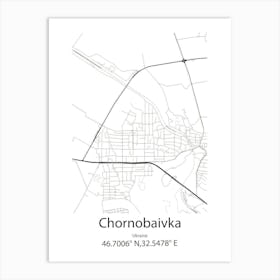 Chornobaivka,Ukraine Minimalist Map Poster