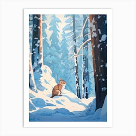 Winter Chipmunk 1 Illustration Art Print