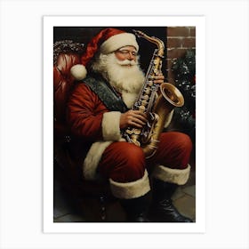 Santa Playing Saxophone Art Print