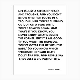 The Office, David Brent, Quote, Do You Know Which Famous Philosopher Said That Dolly Parton, Wall Print, Wall Art, Print, Poster, Art Print