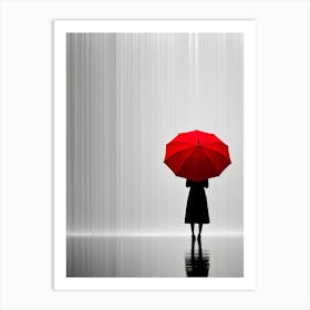 Woman With Red Umbrella Art Print