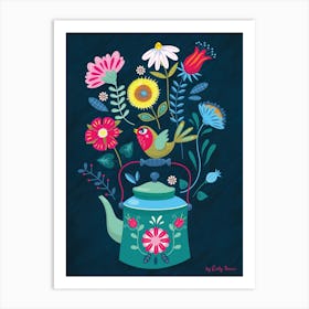 Folk Art Teapot Art Print