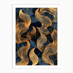 Abstract Gold Wavy Pattern 1 Art Print