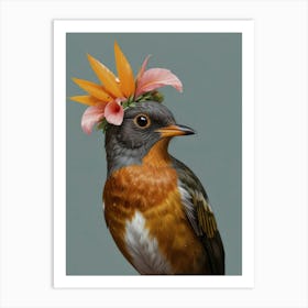 Bird With Flower Crown 7 Art Print