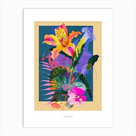 Portulaca 1 Neon Flower Collage Poster Art Print