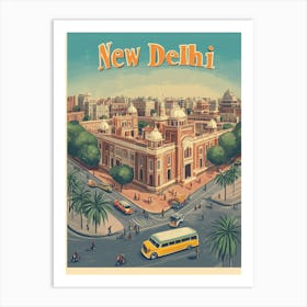 Aihrgdesign A Mid Century Modern Travel Poster For New Delhi Art Print