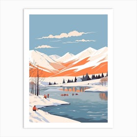 Retro Winter Illustration Lake District United Kingdom 1 Art Print