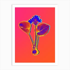 Neon Cardwell Lily Botanical in Hot Pink and Electric Blue n.0507 Art Print