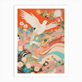 Maximalist Bird Painting Dove 2 Art Print