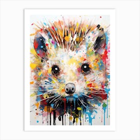 Basquiat's Influence: Hedgehog's Colorful World Art Print