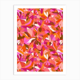 Abstract Flowers - Orange Art Print