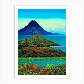 Isla De Ometepe Nicaragua Pointillism Style Tropical Destination Art Print