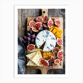 Artisan Cheese Board Painstakingly Crafted With A Fine Selection Of Gourmet Cheeses Carefully Slice Art Print