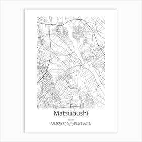 Matsubushi,Japan Minimalist Map Poster