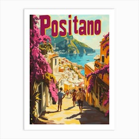 Aihrgdesign A 1970s Inspired Travel Poster For Positano 1 Art Print