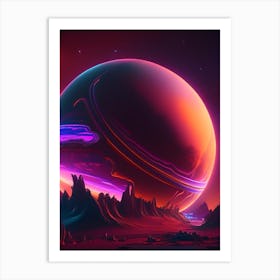 Venus Planet Neon Nights Space Art Print