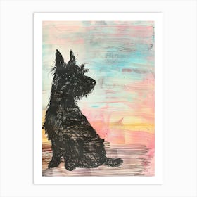 Pastel Bouvier Des Flandres Dog Pastel Line Illustration 3 Art Print