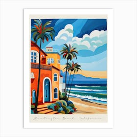 Poster Of Huntington Beach, California, Matisse And Rousseau Style 3 Art Print