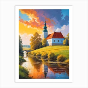 Church By The River Art Print