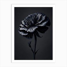 A Carnation In Black White Line Art Vertical Composition 34 Art Print