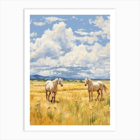 Horses Painting In Big Sky Montana, Usa 2 Art Print