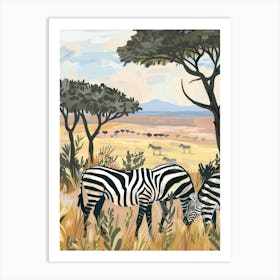 Zebras Pastels Jungle Illustration 3 Art Print