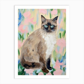 A Birman Cat Painting, Impressionist Painting 4 Art Print